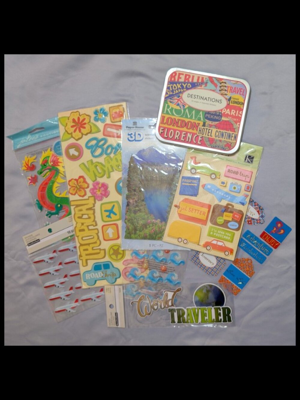Scrapbooking Stickers Mixed Lot - Travel / Vacation / Destinations - 83 Stickers